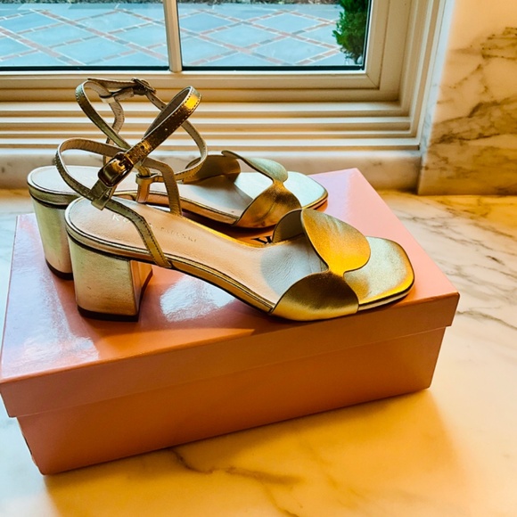Koko  + Palenki  Sphere gold Ladies sandal, size 7 medium,  metallic gold. - Picture 2 of 5